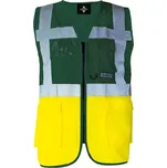 Korntex Berlin Multifunkční reflexní vesta na zip KX802 Paramedic Green-Signal Yellow XL