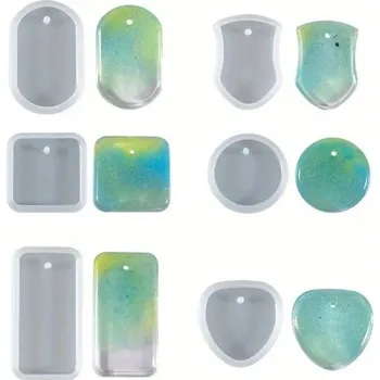 Silikonová sada mini formiček na pryskyřici Kulaté čtvercové oválné a další tvary Forma pro výrobu přívěsků šperků dekorací