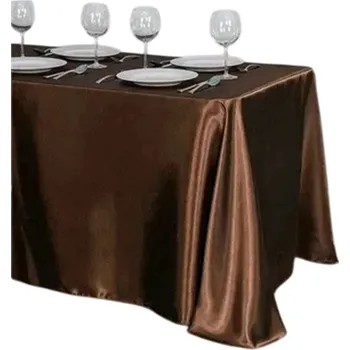 ubrus Jednobarevný saténový ubrus 145 x 304 cm Lesklý hladký ubrus na extra dlouhý stůl Dekorace na svatby a hostiny Různé barvy hnědá