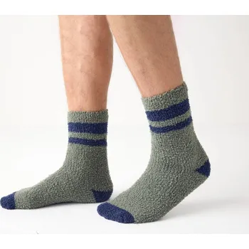 Pánské ponožky Blancheporte Sada 2 párů hřejivých ponožek s proužky khaki/nám.modrá 43-46