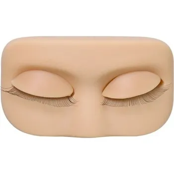 Mini tréninková hlavice 79 x 46 mm z měkkého PVC Cvičná hlava na prodlužování řas s odnímatelnými víčky Praktický kosmetický model béžova
