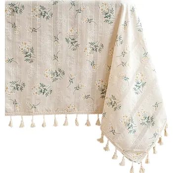 ubrus Bavlněný ubrus 90 x 90 cm Čtvercový ubrus s květinovým vzorem Více barevných variant Dekorace jídelního stolu Domácí kuchyňské vybavení krémová