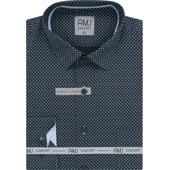 Pánská košile Pánská košile AMJ Slim fit modrá se vzorem VDSBR1395 velikost: 39, délka rukávu: dlouhý rukáv