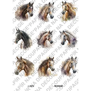 Umělecký papír Rýžový a soft papír na decoupage - Koně - KB2570 Materiál: Soft, Rozměr: A4