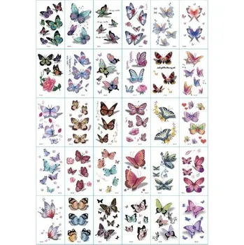 Tetovací strojek Sada 30 ks dočasných tetování 5,7 x 9,7 cm barevné motivy motýlů pro ozdobu těla na oslavy festivaly a volný čas