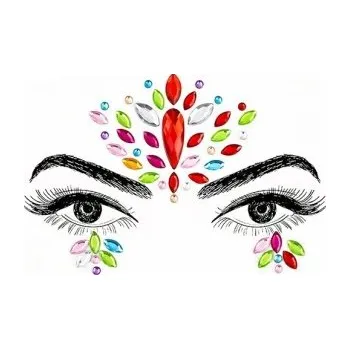 Tetování 3D samolepicí krystaly a barevné kamínky na obličej Festivalová dekorace pro líčení na čelo kolem očí a pod oči třpytivý make-up