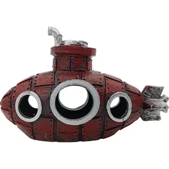 Dekorace do akvária Dekorace do akvária 12 x 5,5 x 8 cm Ponorka z pryskyřice Jeskyně pro ryby Úkryt pro akvarijní živočichy Bezpečný akvarijní doplněk tmavě červená