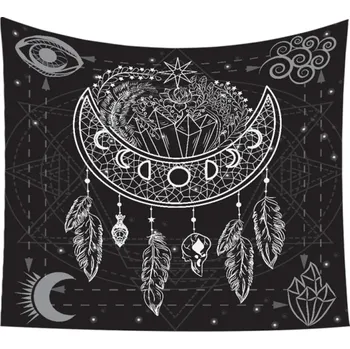 Lapač snů Bohémská tapiserie na zeď Lapač snů s motivem měsíce Voděodolná dekorace Ložnice Obývací pokoj Meditační místnost Závěs