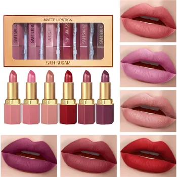 Rtěnka Sada 6 ks matných rtěnek 2,5 ml Dlouhotrvající tekutá rtěnka Odolný make-up Jemná textura Krabička 20 x 9,5 x 2,5 cm