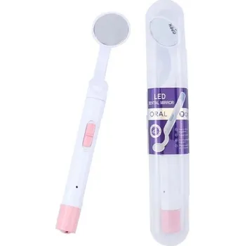 Dentální hygiena Zubní LED kontrolní zrcátko 15,2 x 1,3 cm Přenosné opakovaně použitelné ústní zrcadlo s osvětlením pro dentální hygienu a péči o chrup růžová