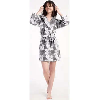 Dámský župan Dámský župan krátký s kapucí Srdce - šedá - XL