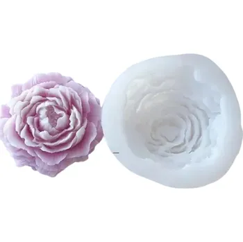 Svíčka Velká formička na tvorbu mýdla pivoňka silikonová 9,1 x 9,1 cm