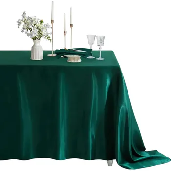 ubrus Saténový ubrus 145 x 250 cm Obdélníkový lesklý ubrus na slavnostní stůl Výzdoba na svatby a hostiny Elegantní dekorace Různé barvy zelená