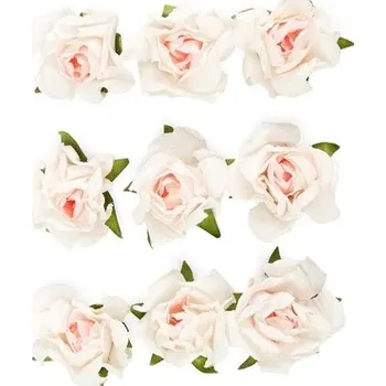 umělá květina Samolepicí papírové květiny - růže, růžové, 9 ks