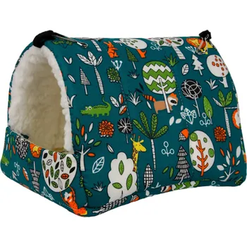 Bavlněný pelíšek pro malá zvířata 16 x 11 x 11 cm Měkký pelíšek pro křečky morčata ježky Krabice na spaní Domeček pro hlodavce zelená