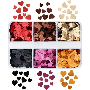 Flitry ve tvaru srdce 3-4 g 6 barev Barevné konfety na dekorace Výroba šperků Scrapbooking Nehty DIY ozdoby Umění a řemesla 1