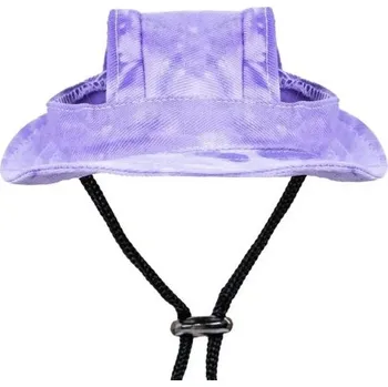 Obleček pro psa Kovbojský klobouk pro malé psy a kočky 4-6,5 kg s otvory pro uši Kostým pro mazlíčky Narozeninová párty Pokrývka hlavy Obvod 34 cm fialová