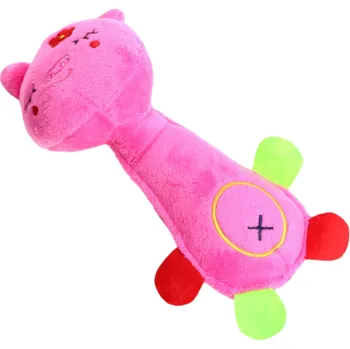Hračka pro psa Plyšová hračka pro psy s pískátkem ve tvaru růžového prasete 21 x 7 cm odolná žvýkací a čisticí hračka z měkkého materiálu
