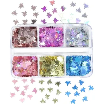 Flitry ve tvaru javorových listů 3–4 g 6 barev Podzimní dekorace Výroba karet Scrapbooking DIY zdobení nehtů Ruční tvoření 4