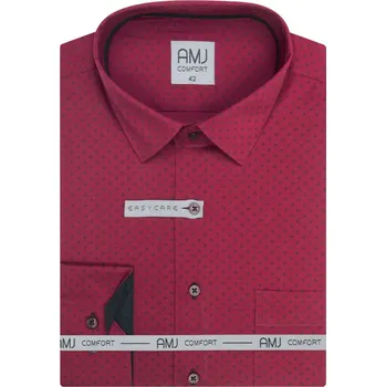 Pánská košile Pánská košile AMJ Comfort fit vínová VDBR1483 velikost: 43, délka rukávu: dlouhý rukáv