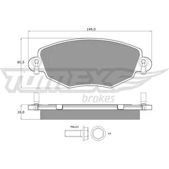 Brzdová destička Sada brzdových destiček, kotoučová brzda TOMEX Brakes 12-58
