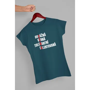 Dámské tričko Charakteristika Věra Barva: Petrolejová modrá, Velikost: XS