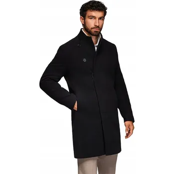 Pánský zimní kabát Ombre pánský kabát černý klasický pod kolena OM-COWC-0120 velikost XL