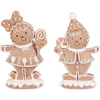 Panáček perníkový - polyresin, hnědo-bílý, mix 2, cena za 1 ks - PES006