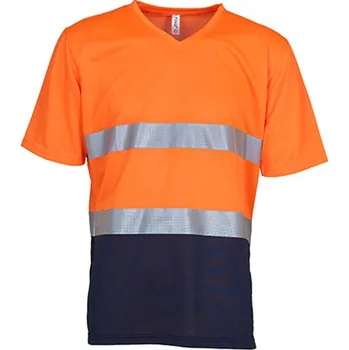 Pánské tričko Yoko Reflexní funkční triko HVJ910 Fluorescent Orange-Navy L