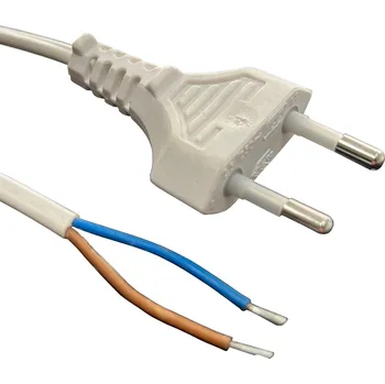 elektrický kabel Flexo PVC šňůra H03VVH2-F A1, 2x0,5, rovná vidlice, bílá - 2 m (H03VVH2-F 2x0.5/2)