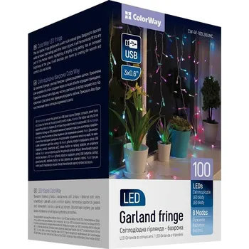 Žárovka COLORWAY LED girlanda/ IP20 / 100 LED / délka 3m x 0,6m / více barevný/ napájení USB