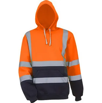 Pánská mikina Yoko Reflexní mikina s kapucí HVK05 Fluorescent Orange-Navy XXL