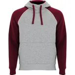 Roly Badet Unisex mikina s kapucí SU1058 Heather Grey 58-Garnet Red 57 XXL