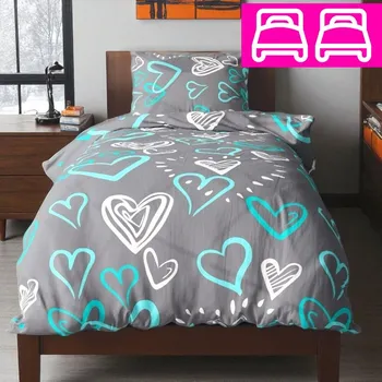 Povlečení Bavlněné povlečení DONA BLUE LOVE 4-dílna sada 140x200 cm
