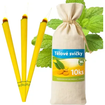 Svíčka Tělové svíčky v plátěném sáčku - 10 ks - meduňka