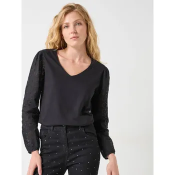 Pánské tričko Blancheporte Tričko dlouhými krajkovými rukávy černá 50