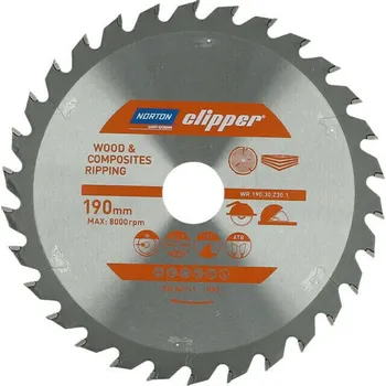 Pilový kotouč Kotouč pilový na dřevo Norton Clipper TCT 190×30 mm 30 z.