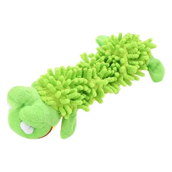 Hračka pro psa Plyšová hračka pro psy s pískátkem ve tvaru zelené žáby 23 x 10.5 cm odolná žvýkací a čisticí hračka z měkkého materiálu