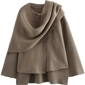 Dámské oblečení Dámská podzimní bunda s volným střihem Elegantní vrstvený límec Stylový kabát do města Módní svrchník Ležérní oblečení do chladu hnědá S