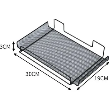 Úložný box Závěsná odkládací polička kovová 30x19x3 cm černá nebo bílá praktická polička na zeď síťovaná kovová police do domácnosti černá