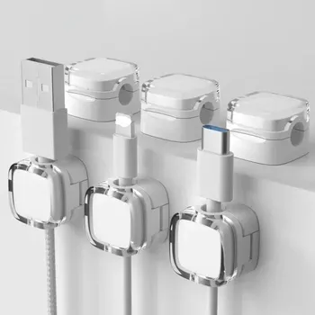 kabelová chránička Sada 6 ks barevných magnetických držáků na kabely s lepící základnou pro správu vodičů 22x22x14,6 mm bílá