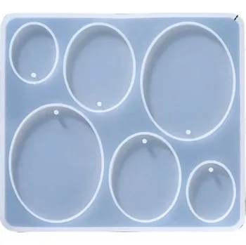 Silikonová forma 10,9 x 9,6 cm Oválné přívěsky Formička na pryskyřici s otvory pro očko Výroba šperků náušnic a originálních ozdob