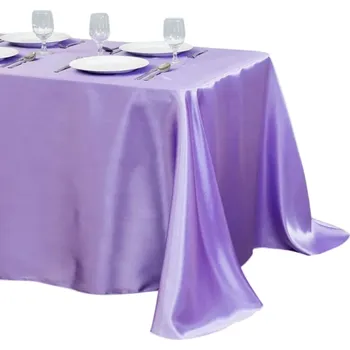ubrus Jednobarevný saténový ubrus 145 x 304 cm Lesklý hladký ubrus na extra dlouhý stůl Dekorace na svatby a hostiny Různé barvy fialová