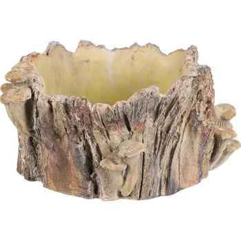 Stojan na květiny Obal betonový - pařez s houbami, vel. L, hnědý - BMO3617-L