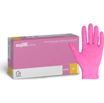 Vyšetřovací rukavice ZARYS lnternational Group easyCARE nitrilové rukavice, růžové, bez pudru, 100 ks Velikost: S