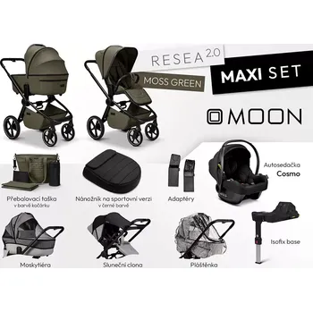 Kočárek Moon Resea 2.0 Maxi set + dárek ZOE onyx 2026 MOSS