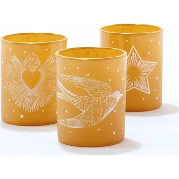 Svícen Blancheporte Sada 3 skleněných svícnů na čajové svíčky zlatá