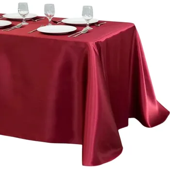 ubrus Jednobarevný saténový ubrus 145 x 335 cm Dlouhý lesklý ubrus na slavnostní stůl Dekorace na svatby hostiny večírky Různé barvy vínová
