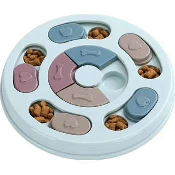 Hračka pro psa Interaktivní kruhová miska pro psy a kočky s 14 otvory a 8 posuvnými díly pro pomalé krmení a trénink inteligence modrá