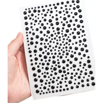 Tetování 1 list samolepicích kamínků na obličej Šperky 3 4 5 mm Mix pro svatební a večerní líčení Festivaly Karnevaly Plesy a originální make-up dekorace černá